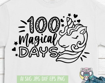 100 Days of School Unicorn SVG: Teacher Cut-bestand (digitale download)