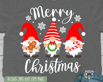 Christmas Gnomes SVG: Holiday Shirt Design, Cricut Cut File (Digital Download)