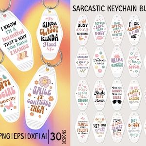 Paquete de llaveros de motel sarcásticos (SVG), llaveros de motel retro (SVG), llaveros con frases atrevidas (SVG), llaveros sarcásticos (SVG), llaveros divertidos (SVG)