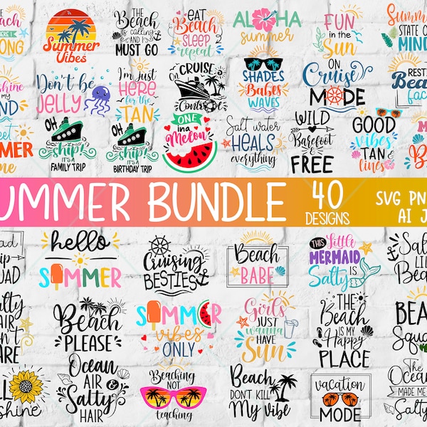 Summer svg Bundle, Beach Vibes svg, Summer Quote, Summer Shirt svg, Vacation Mode svg, Summer Saying svg, One in a Melon svg