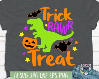 Trick Rawr Treat T-Rex Halloween SVG Files (Digital Download)
