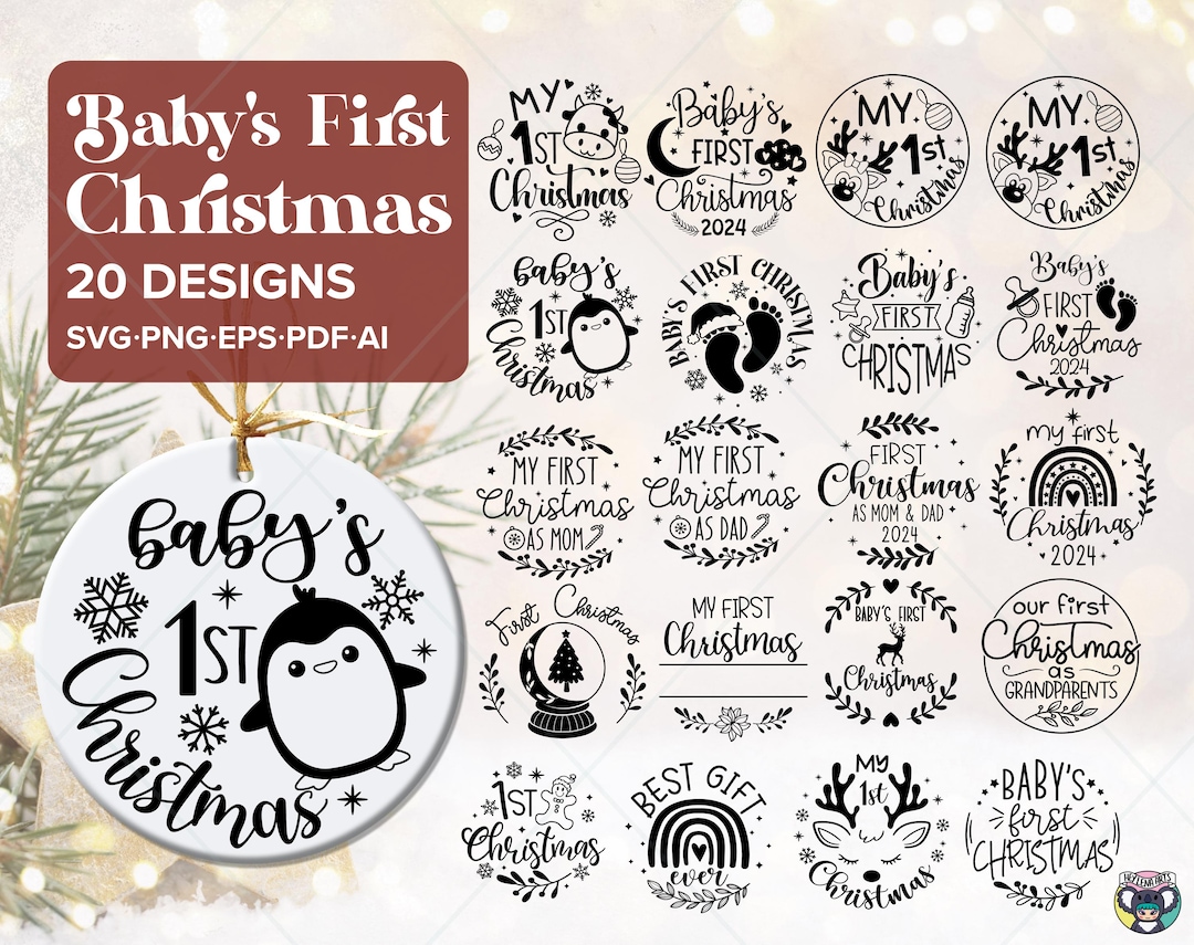 Baby's First Christmas SVG Bundle: Ornament Designs (digital