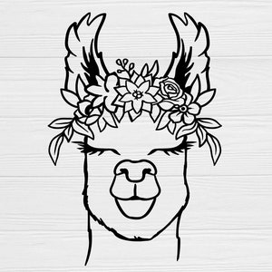 Svg lama, lama gezicht Svg, bloemen bloem krans svg, Cricut, gesneden bestand, lamashirt, silhouet, Lllamazing svg, dxf-bestanden, svg-bestanden, jpg