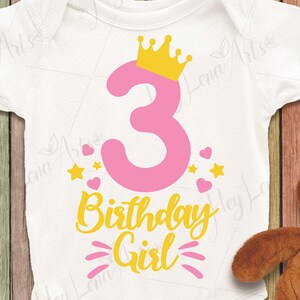 3rd Birthday Svg, Birthday girl svg, Third Birthday svg, Three Birthday svg, Svg Files for Cricut, Cut File, shirt svg, dxf files for laser