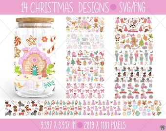 Christmas Libbey Can Wraps SVG PNG | Holiday Designs (Digital Download)