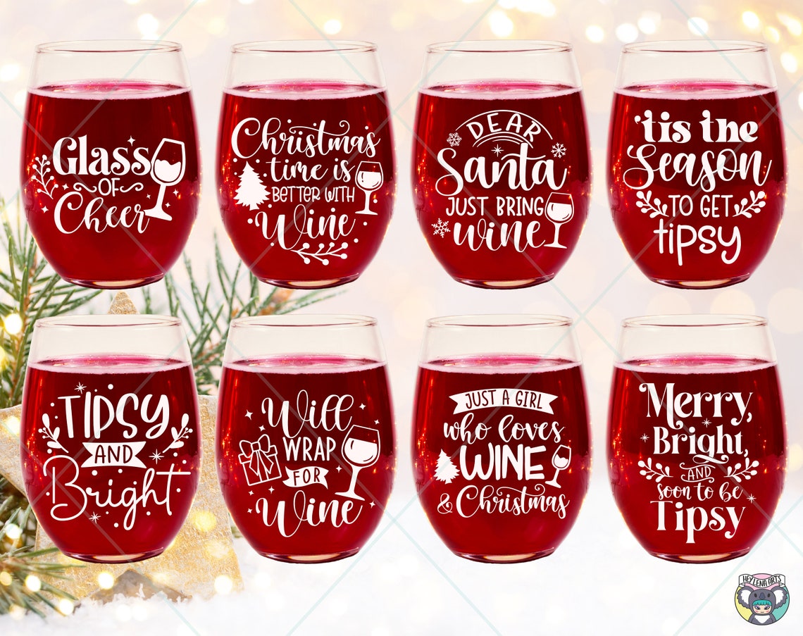 Christmas Wine Glass SVG Bundle: Holiday Designs (digital Download) - Etsy