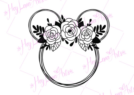 Minnie Ears Svg Floral Wreath Svg Flower Wreath Svg Svg Etsy