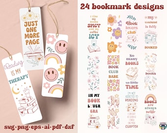 Bookmark SVG Bundle, Bookmark Template Svg, Bookmark Png, Printable bookmark, Books Svg, Retro Book svg, Bookmark Quote svg, Reading svg