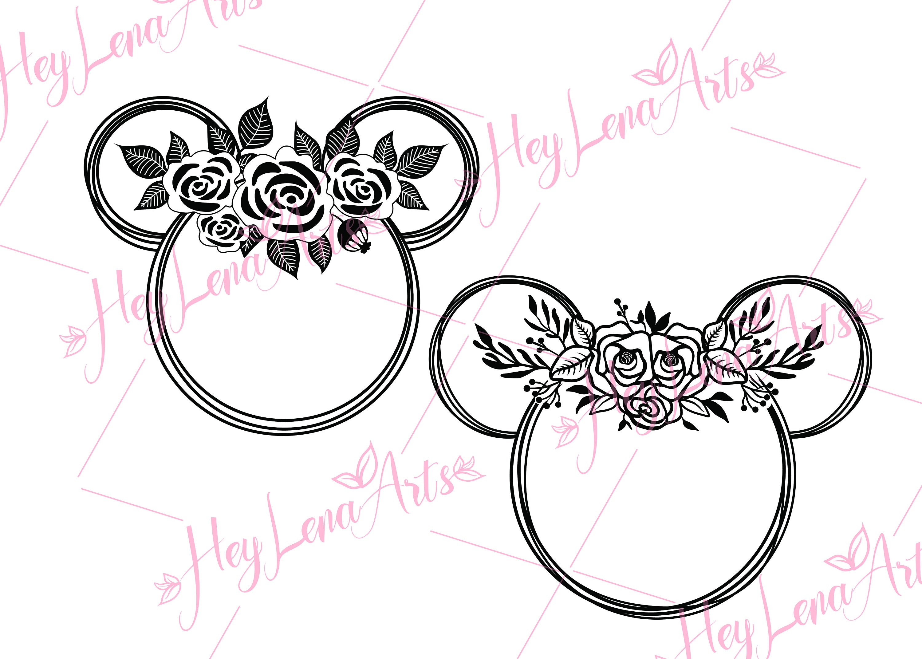 Download Minnie Mouse Floral Wreath SVG floral svg cricut cut file | Etsy
