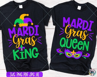 Mardi Gras Queen and King SVG: New Orleans Fleur De Lis (Digital Files)