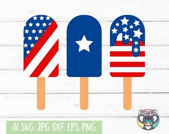 Patriotic Popsicle SVG: 4th of July, American Flag (Cut Files)