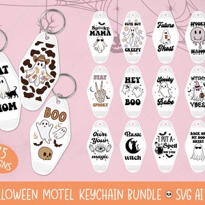 Halloween Motel keychain SVG Bundle, Halloween Keychain svg, Vintage Keychain Svg, Keychain svg Bundle, Vintage Halloween Keychains