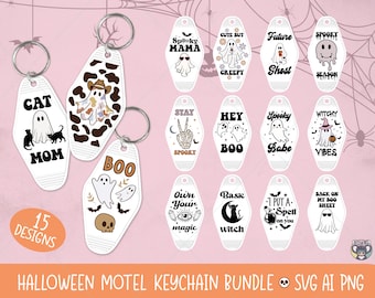 Halloween Motel Keychain SVG Bundle: Ghost Designs (Digital Download)