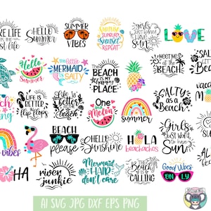 Zomer SVG-bundel, Beach Vibes SVG, vakantiemodus SVG, One in a Melon SVG, Hello Summer SVG, SVG-bestanden voor cricut, gesneden bestand