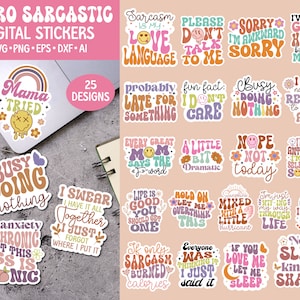 Retro sarkastisches svg Bundle, lustige Zitate svg, Sarkasmus Digitale Aufkleber, Sarkasmus svg, Retro sarkastisches svg, sarkastische Zitate svg, trendiges Png