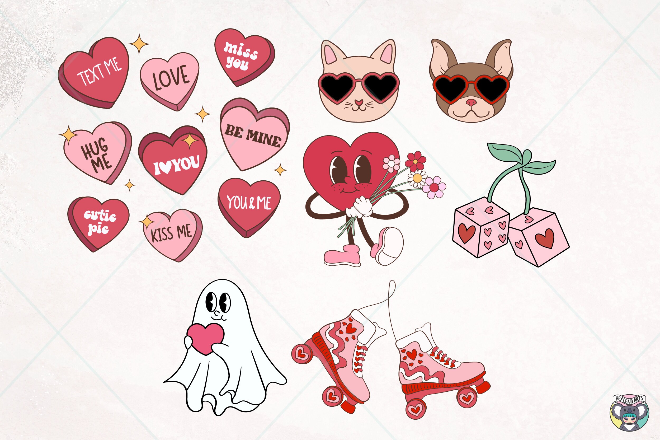 Retro Valentine's Day Clipart Bundle: Groovy PNG SVG PDF - Etsy
