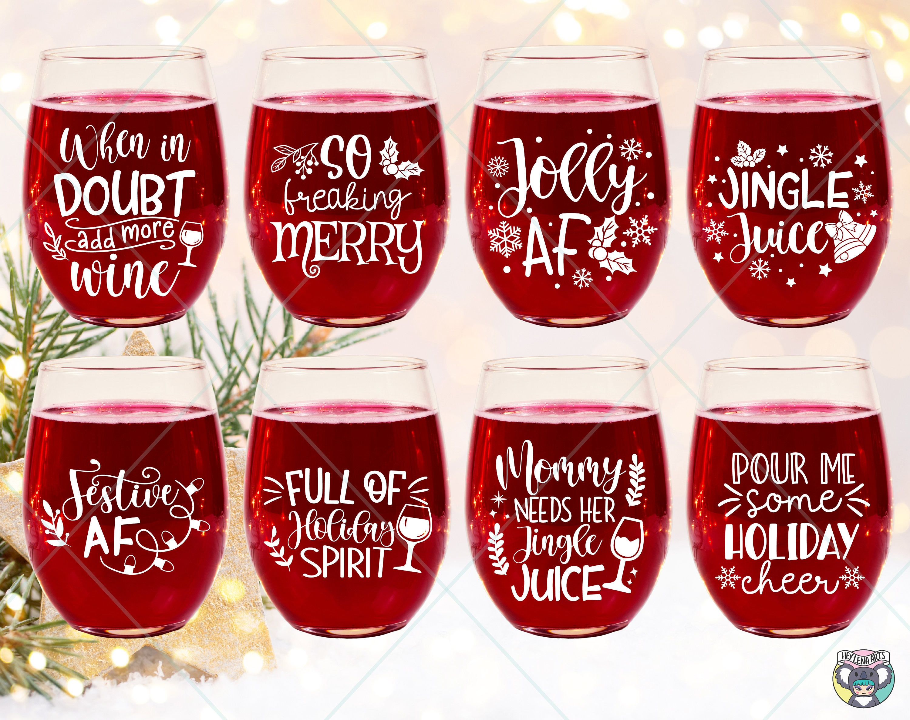 Christmas Wine Glass SVG Bundle: Holiday Designs (digital Download) - Etsy