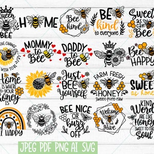 Bee svg bundel, bee svg, zonnebloem SVG, honingbij SVG, honingraat svg, bijensoort svg, bijenkoningin svg, bijgesneden bestanden, Svg-bestanden voor de Cricut