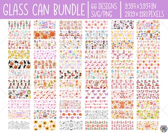 66 Libbey Glass Can Wrap Bundle SVG PNG | Kawaii 16oz Wraps