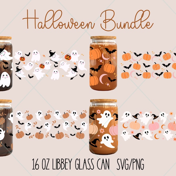 Halloween Ghost Libbey Glass Can Wrap SVG: 16oz Trendy Design (Digital Download)