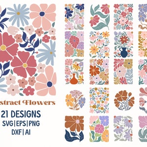 Flor abstracta SVG, flor bohemia SVG, flor retro SVG, clipart de flores, floral SVG, flor elegante SVG, margarita SVG, archivo de corte de flores