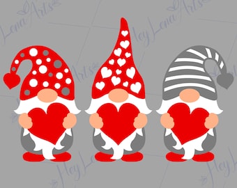Valentines Day svg, Valentines Gnomes SVG, Love svg, Hugs & Kisses svg, Svg files for cricut, dxf files for laser, instant download