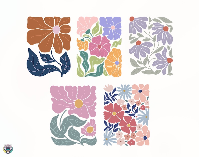 Abstract flower Svg, Boho Flower Svg, Retro Flower Svg, Flower Clipart, Floral Svg, Groovy Flower Svg, Daisy Flower Svg, Flower Cut File image 4