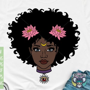 Mystical Black Woman SVG: Crystal Moon, Celestial Witch (Digital Files)