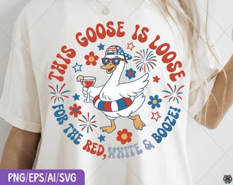 Funny 4th of July Goose: Retro America PNG SVG (Digital Download)