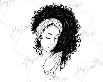 Betende schwarze Frau SVG: Afro Glaube Schnittdatei (Digitaler Download)