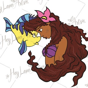 Black Ariel Mermaid SVG: Afro Melanin Design (Digital Files)
