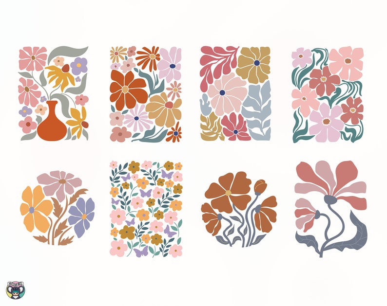 Abstract flower Svg, Boho Flower Svg, Retro Flower Svg, Flower Clipart, Floral Svg, Groovy Flower Svg, Daisy Flower Svg, Flower Cut File image 3