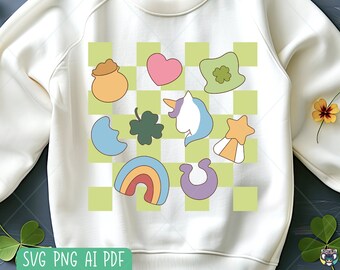 Checkered Lucky Charms SVG PNG: St Patrick's Day Design (Digital Download)
