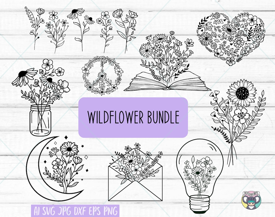 Wildflower Svg Bundle, Wildflower Svg, Flower Svg Bundle, Flower ...