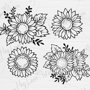 Lot tournesol SVG, svg tournesol, floral svg, svg bohème, fichiers Svg pour Cricut, couper fichier, fichiers dxf pour laser, eps png svg