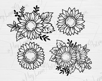 Sunflower SVG bundle, Sunflower svg, Floral svg, boho svg, Svg Files for Cricut, cut file, dxf files for laser,  eps png svg