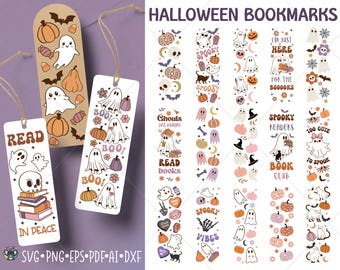 Paquete de archivos SVG de marcapáginas de fantasmas de Halloween: Plantilla imprimible (descarga digital)