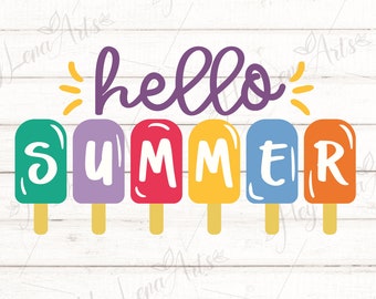 Hello Summer svg, Beach svg, Summer shirt svg, Ice Cream svg, Vacation svg, Svg Files for Cricut, Cut File, dxf files for laser, eps png