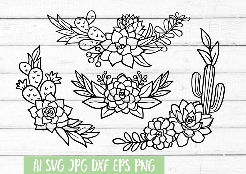 Download Cactus SVG Floral Border svg Succulent svg Floral Frame | Etsy