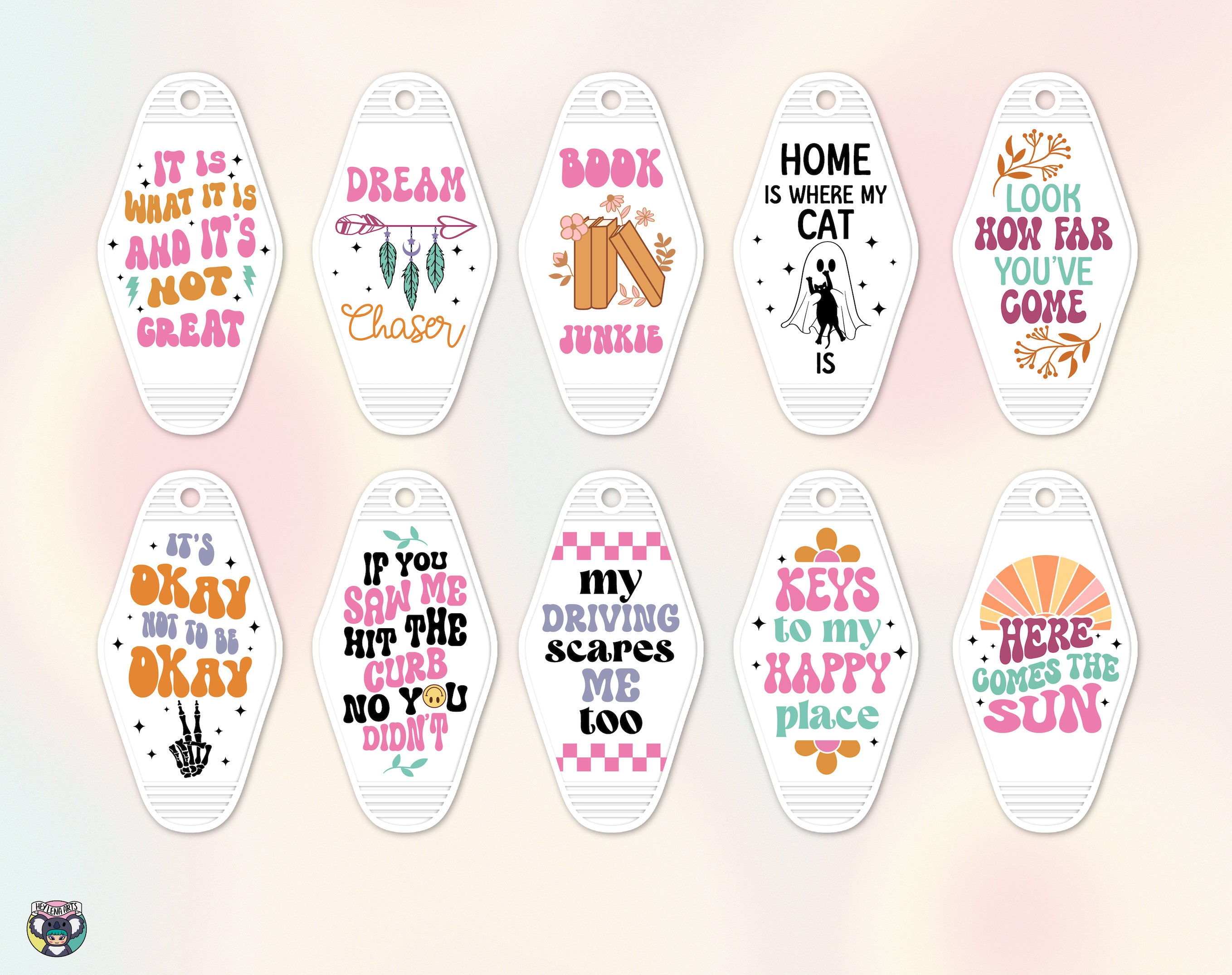 Motel Keychain SVG Bundle: 60 Retro Groovy Designs (digital Download ...