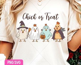 Halloween Chicken PNG: Chick or Treat Shirt Design (Digital Download