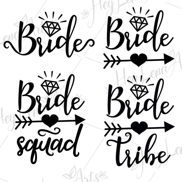Bride SVG, Bundle svg, Bride tribe svg, squad, Just Married svg, Wedding svg, Bride to be svg, Cricut, Cut file, Engagement svg, svg png dxf