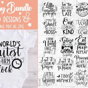 Paquete de svg de bebé, paquete de svg de refranes de bebé, svg de baby shower, paquete de svg de citas de bebé, paquete de svg de recién nacido, svg de bebé niño niña, svg divertido de bebé