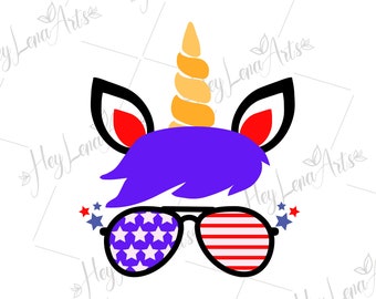 Patriotic Unicorn SVG: 4th of July American Flag Cut File (Digital Download)