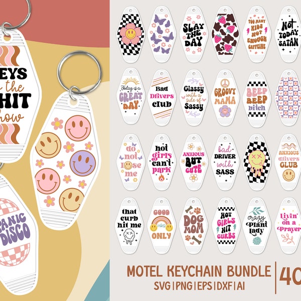 Motel Keychain Svg Bundle, Retro Motel Keychain Svg, Motel Keychain Png, Keychain Quotes Svg, Sarcastic keychain svg, Groovy Svg, Retro Svg