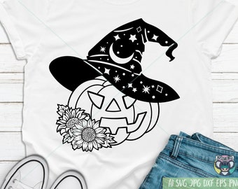Halloween Pumpkin Witch SVG: Sunflower Cut File (Digital Download)