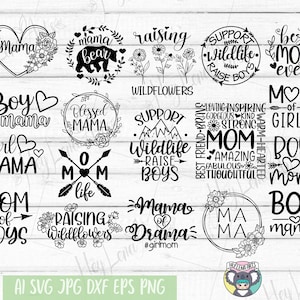 Mother's day svg bundle, Support Wildlife Raise Boys Svg, Girl Mom svg, Mama, Mom of Boys svg, Svg files for Cricut, Cut File