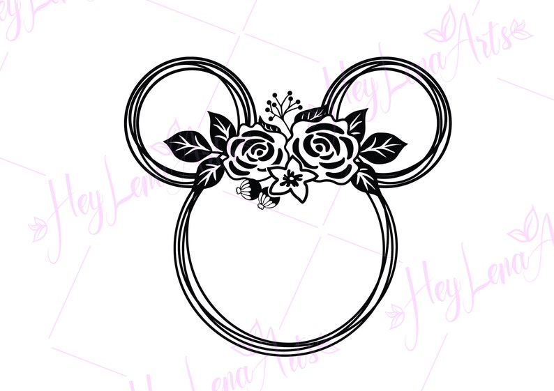 Download Disney Cute Minnie Mouse Floral Wreath SVG digital ...