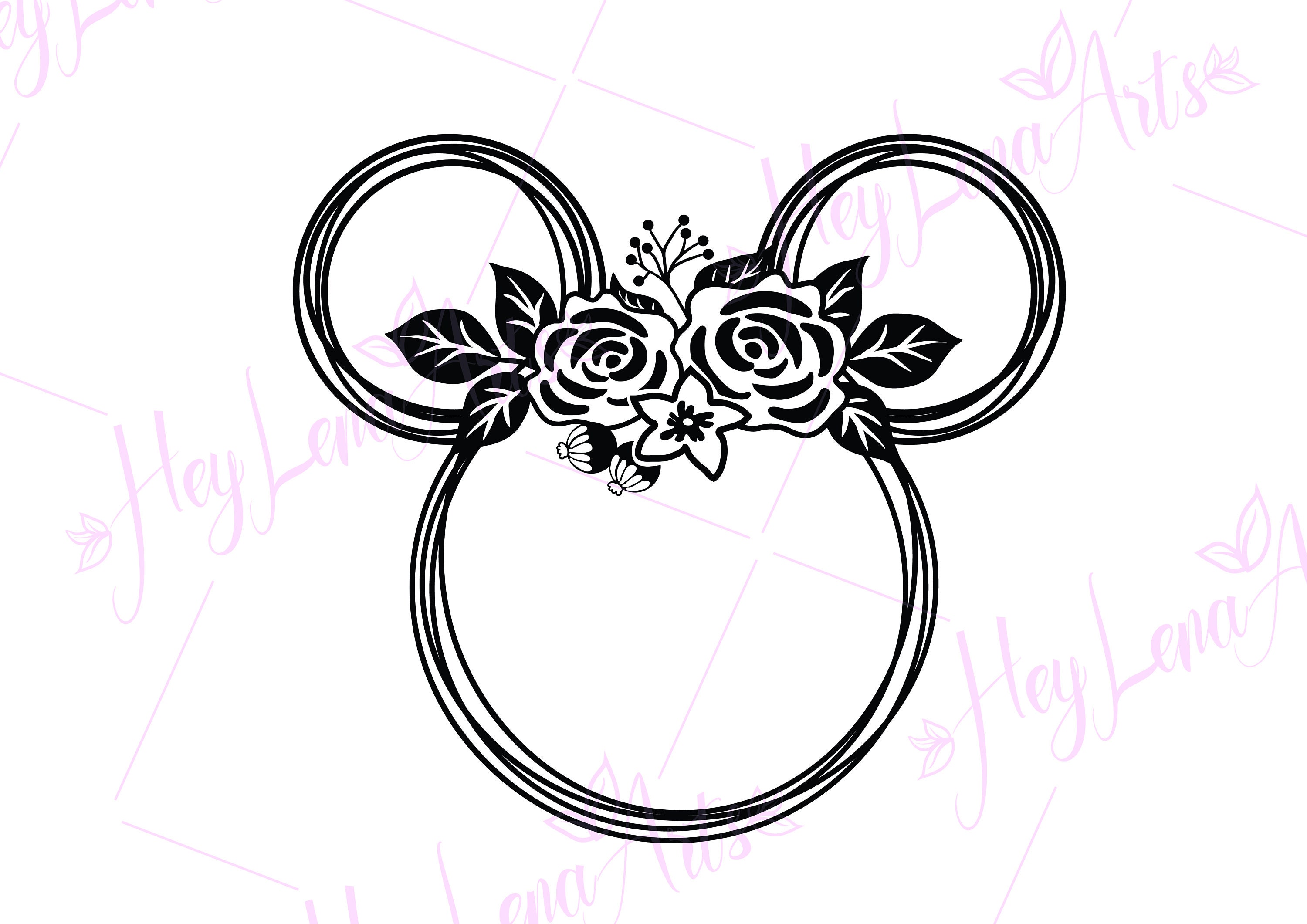 Disney Cute Minnie Mouse Floral Wreath SVG digital download | Etsy