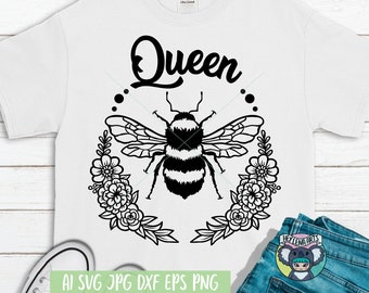 Bienenkönigin SVG: Blumen Hummel Schnittdatei (Digitaler Download)
